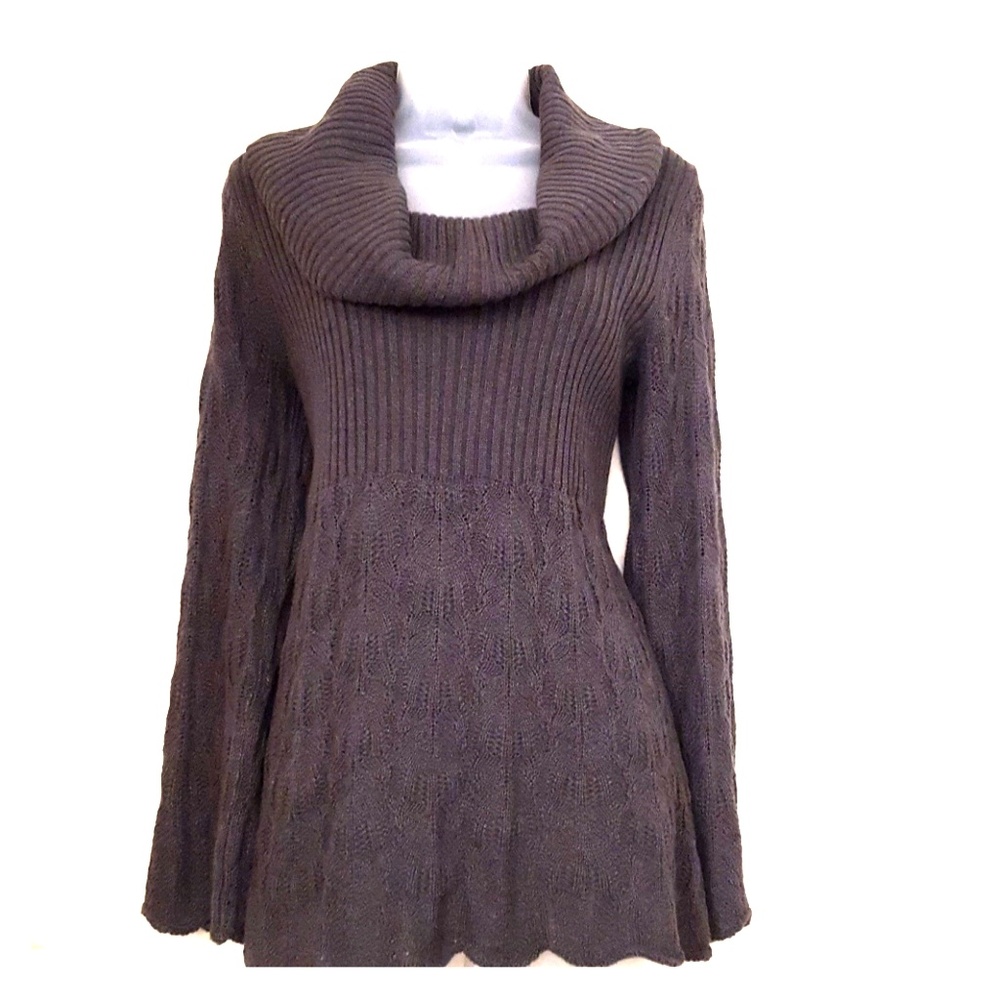 NWT Style &Co Gray Knit Sweater Long Bell Sleeves Cowl Neck
